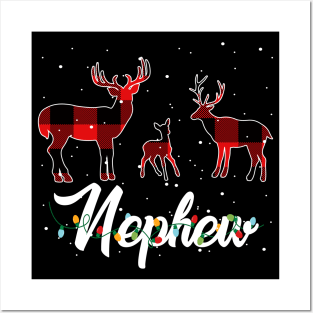 Nephew Reindeer Plaid Pajama Shirt Family Christmas Posters and Art